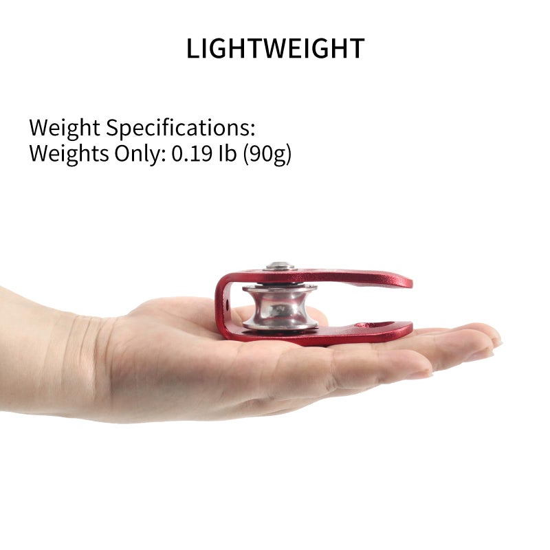 NewDoar Fixed Plate Micro Pulley,28KN CE Certified General Purpose Small Aluminum Rope Pulleys for Climbing/Aloft Work/Rappelling/Rescue Etc(28KN Red 2pcs) - Image 4